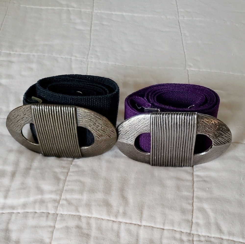 Bundle Vintage Belts Brass Silver Elastic Waist Belts Black Purple Wide Belt